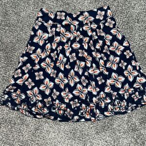 Ann Taylor - Navy and Orange Floral Skirt - 0P